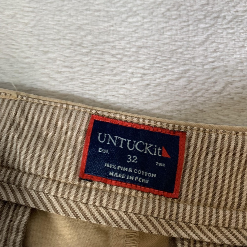 UNTUCKit Adler Shorts Mens 32 Khaki Chino 100%‎ Pima Cotton Flat Front 9" Inseam - Picture 3 of 12